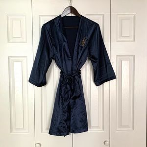 Silk navy robe